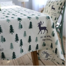 Lino Navidad tela de mesa pastoral árbol verde y ELK 60x60-140x250cm manteles Manteles rectangular mantel mesa cubierta ali-25891671